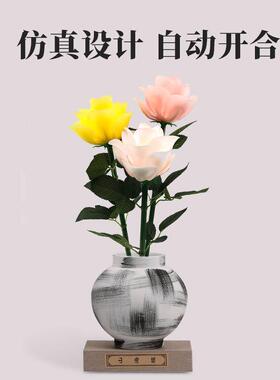 厂家直供动态玫瑰花led户外防水园林景观地插灯自动开合草坪花灯