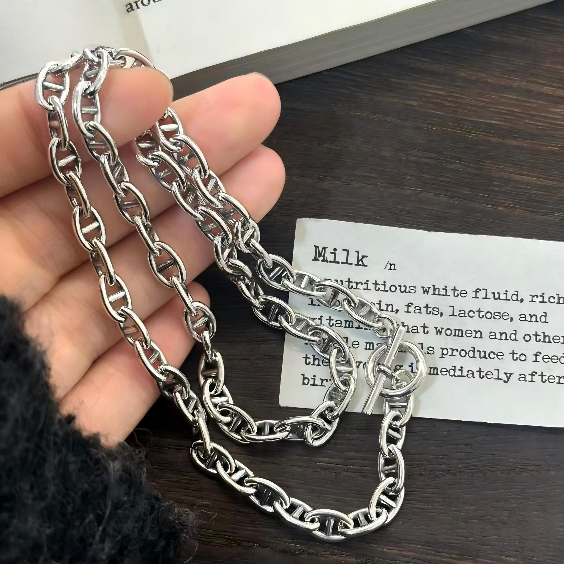 纯银猪鼻子重工项链小众时尚