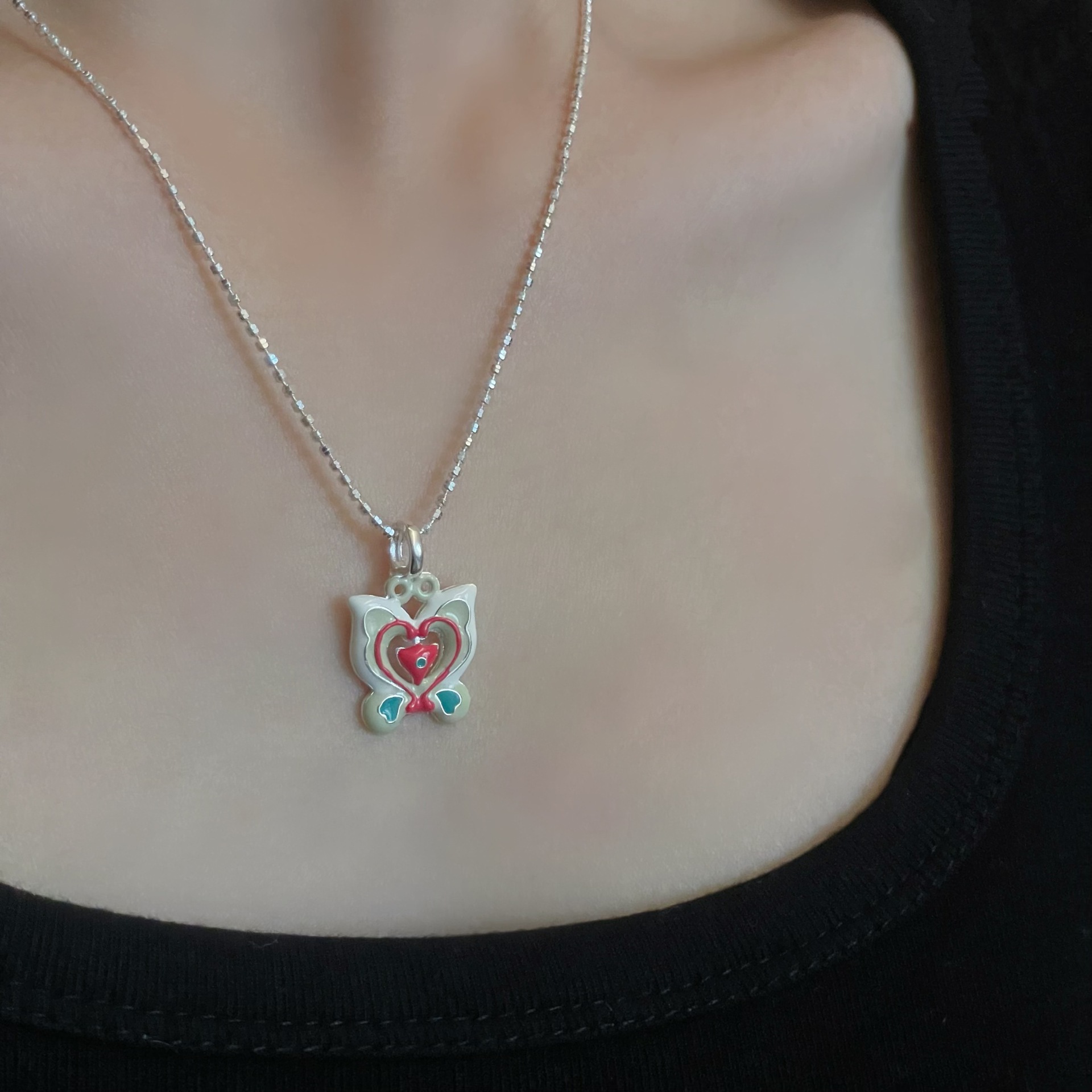 纯银多巴胺蝴蝶吊坠小众设计