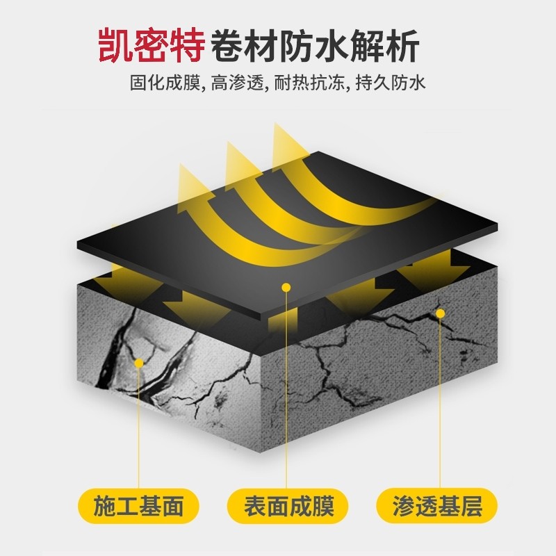 凯密特高弹液体橡胶卷材专业水泥房彩钢瓦防水涂料抗裂堵漏渗透