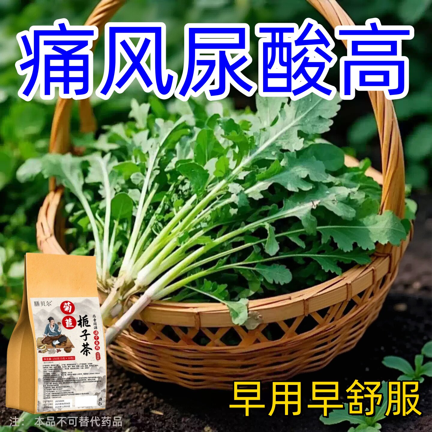 痛风尿酸高】尿酸高尿酸痛风石结晶脚趾肿痛菊苣栀子中草药茶