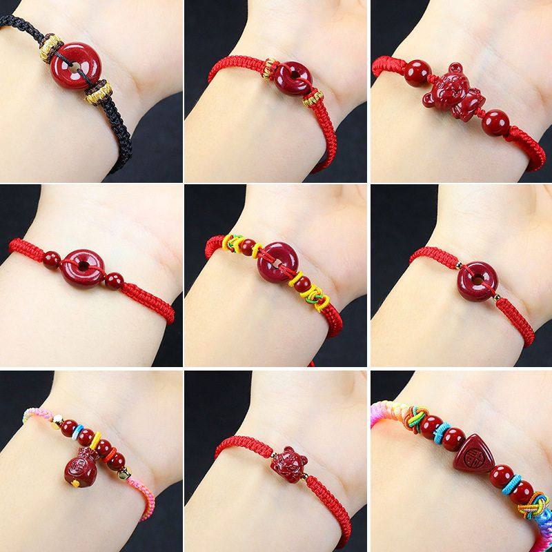 新款天然朱砂手工编绳手链紫金砂平安扣手绳女本命年手饰小众设计,珠宝/钻石/翡翠,颈饰,淘宝优惠券,粉丝福利购,淘宝优惠卷