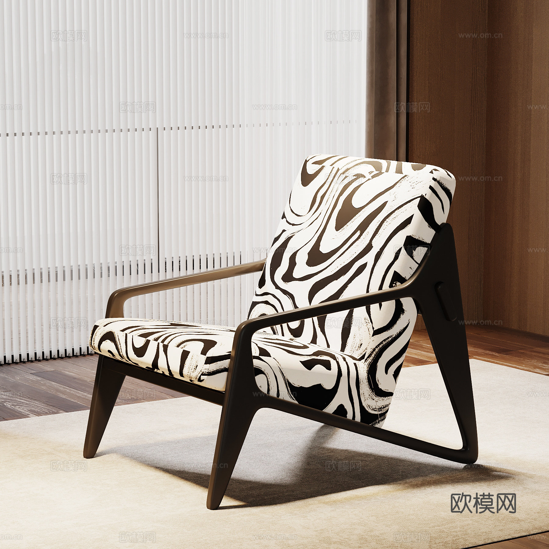 2026现代简约单人沙发椅斑马纹布艺客厅休闲椅轻奢设计师款扶手椅,住宅家具,沙发椅,淘宝优惠券,粉丝福利购,淘宝优惠卷