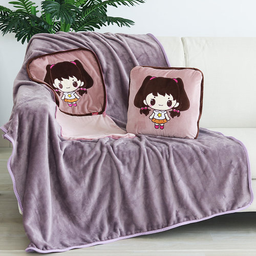 汽车抱枕被子两用加n厚抱枕毯靠垫办公室二合一枕头被子两用珊瑚