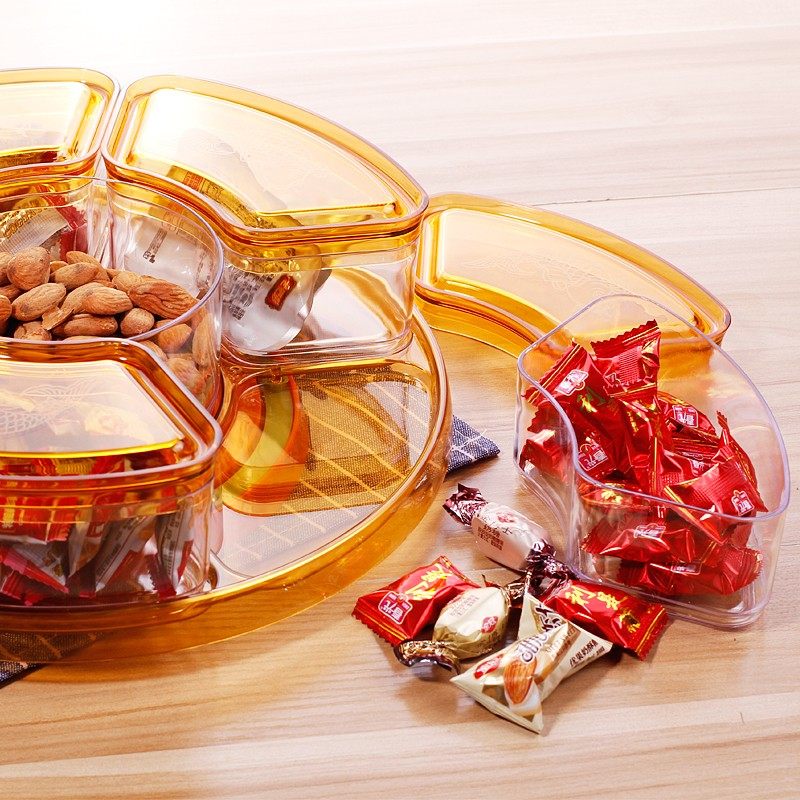 创意时尚干果盒干果盘分t格带盖多用婚庆糖果零食盘可旋转糖果盒,家居饰品,果盘/果篓,淘宝优惠券,粉丝福利购,淘宝优惠卷
