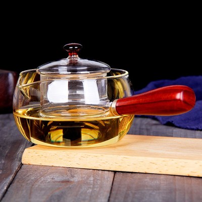 日式电陶炉小青柑茶煮茶壶玻璃茶具耐热泡茶壶木把V防烫急须壶过
