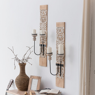 楼梯墙面装饰f高级感烛台壁挂复古做旧挂件餐桌软装庭院蜡烛墙饰