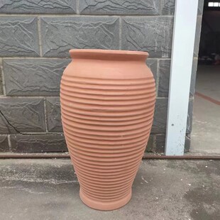肚径33b高62瘦高红泥陶花盆 庭院户外陶罐装饰 手工制作 陶盆粗陶