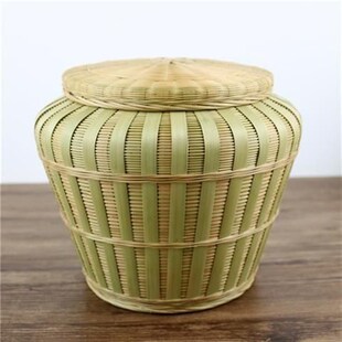 手工精编竹编筐有盖竹篮子收纳盒茶叶篓竹篓婚庆礼U品零食水果筐