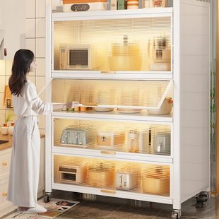 帅仕厨房置物架落地多层收纳柜子家用微波炉橱柜餐边多功能储物柜