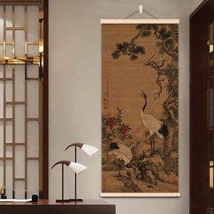 竹帘挂画复古禅意装 新中式 饰挂帘茶室背景遮挡帘子屏风入户卷轴画