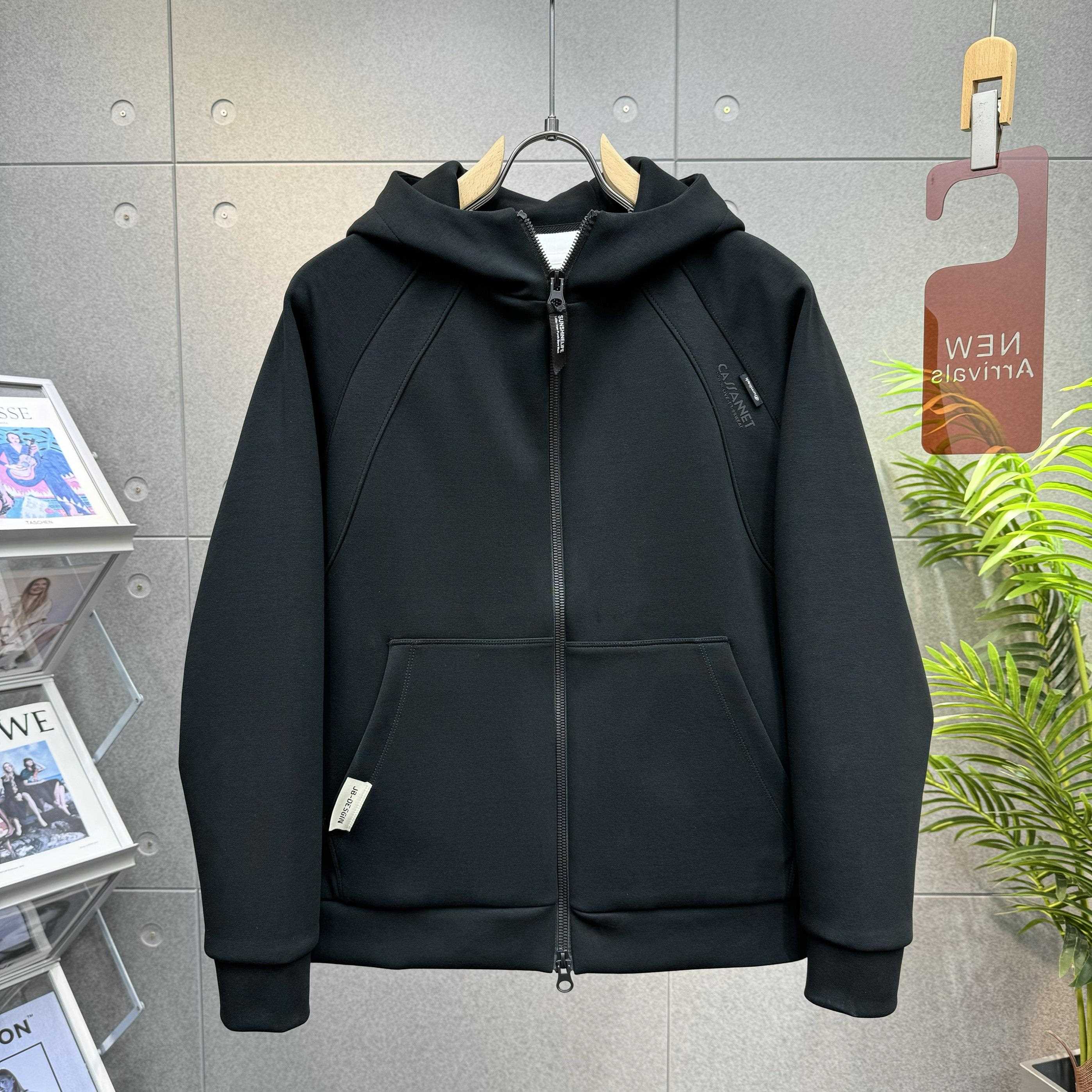 秋季针织夹克外套男潮流潮牌美式休闲痞帅连帽运动服黑色拉链卫衣