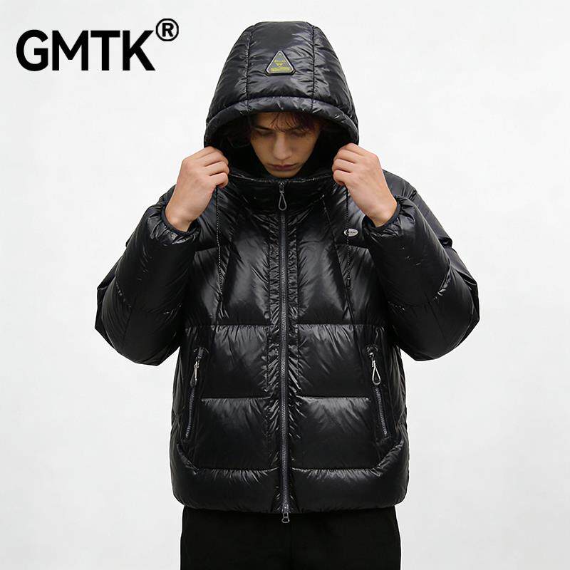 GMTK 冬季户外防寒肌肉连帽羽绒服轻薄纯色潮牌保暖外套男女