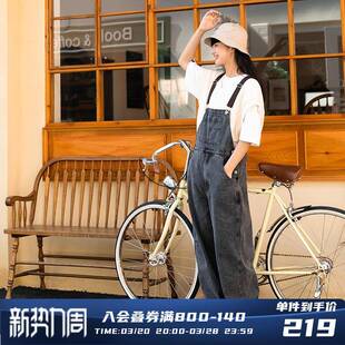 【周深同款】PSO Brand 水洗牛仔裤男女宽松直筒裤复古撞色背带裤