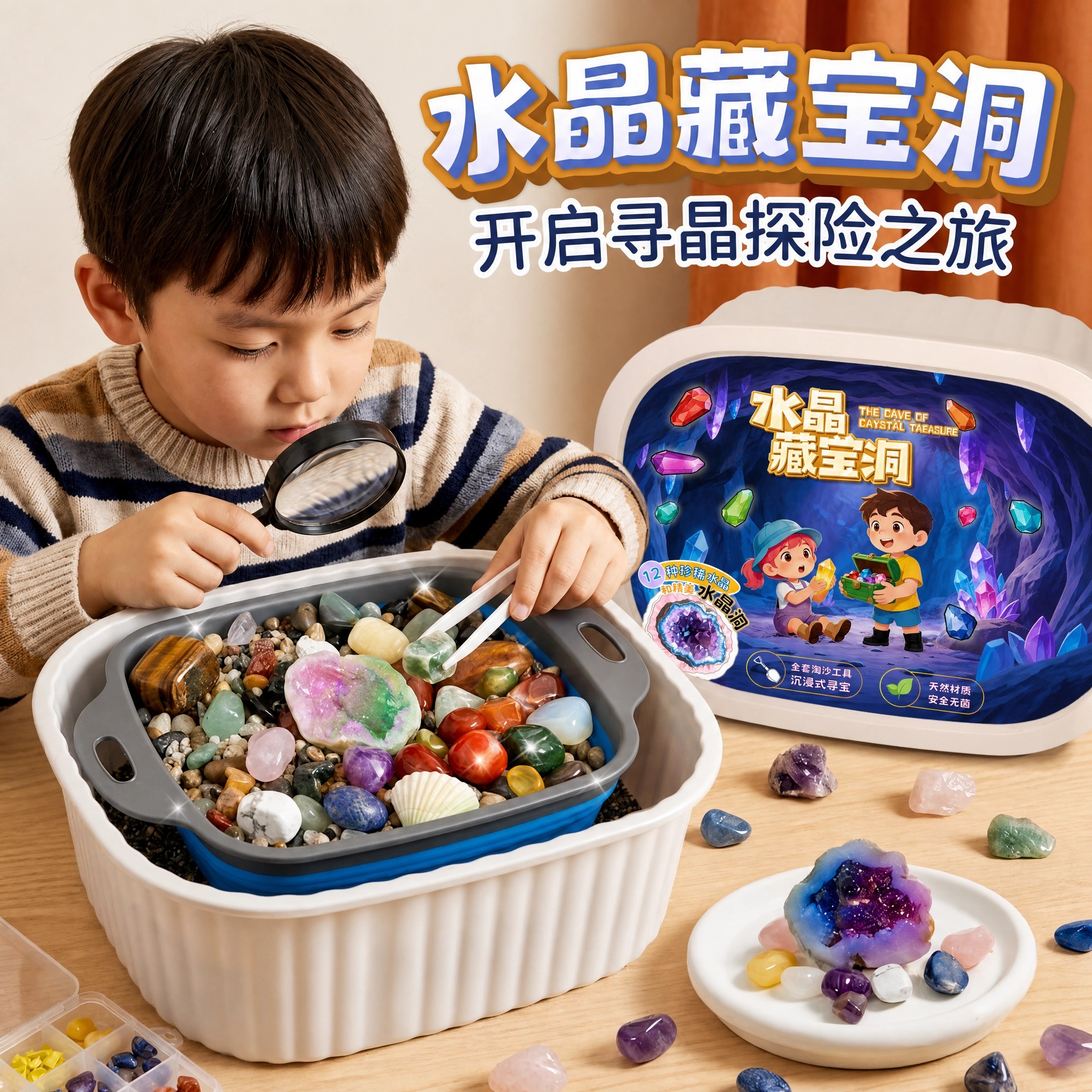 儿童淘金沙寻宝大冒险水晶藏宝洞考古挖宝盲盒游戏玩具男女孩手工