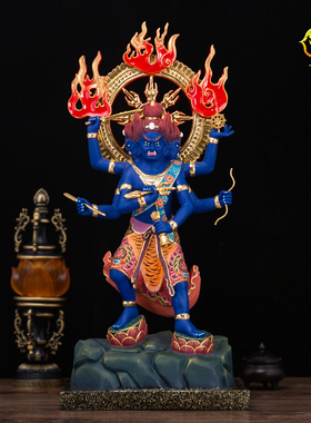 快速发货19寸纯铜彩绘贴真金金刚I夜叉明王佛像五大密宗大黑