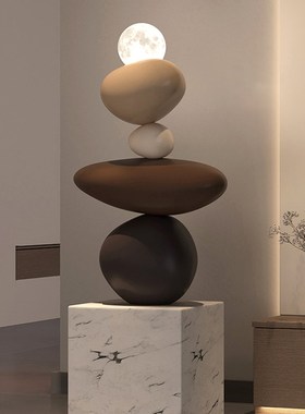 现货速发石来运转客厅摆件高级感电视柜旁边落地灯沙发大型装饰品