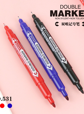 红色记号笔粗油性不掉色马克笔油性笔大头笔防水单头标记粗头大号工地速干油墨水标签笔记好号笔