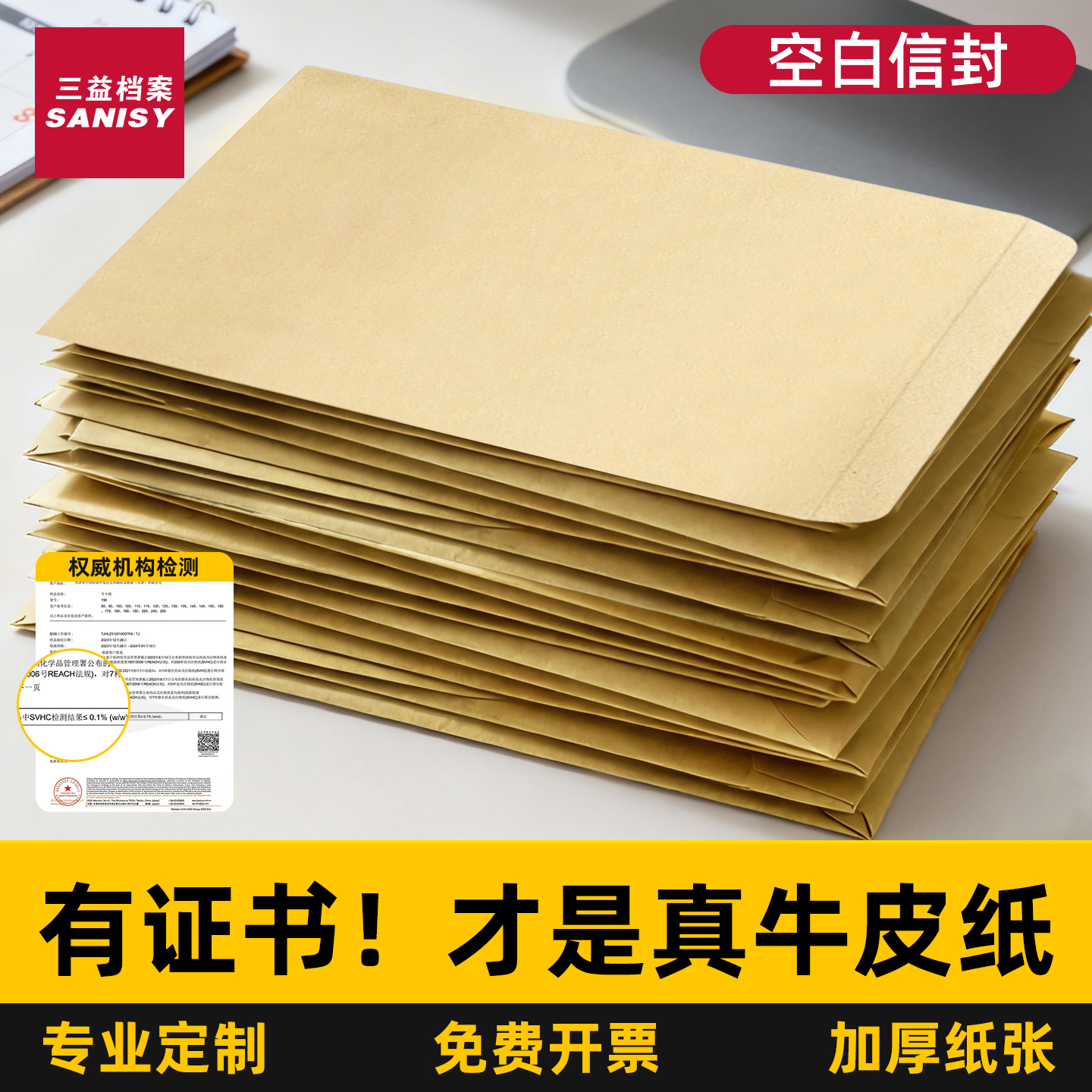 加厚空白牛皮纸信封无字大信封装现金信封袋信纸信封套装增值税发票用A4信封9号牛皮纸资料袋可定制印刷logo