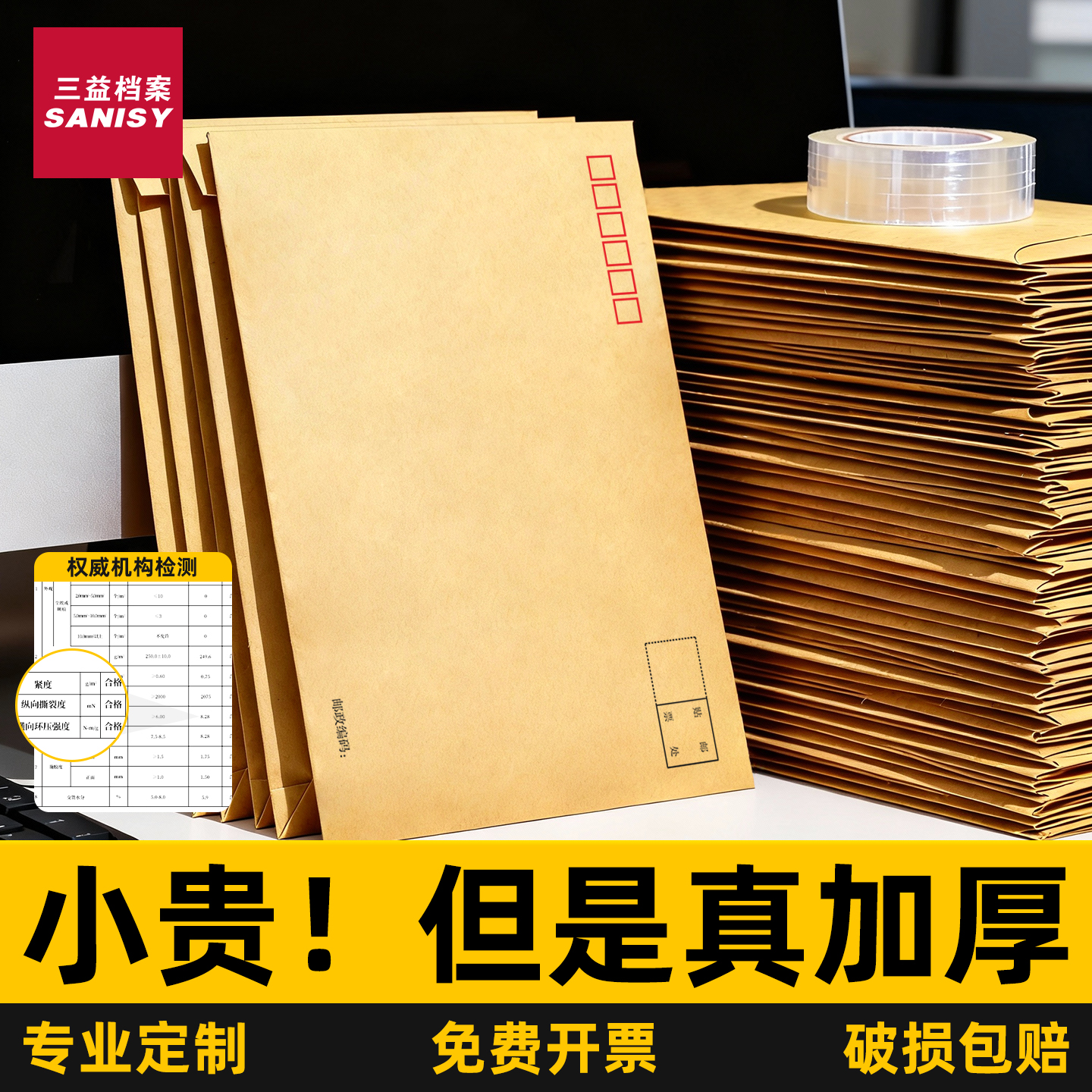加厚信封牛皮纸A4大容量信封袋定制大信封信纸袋复古黄色可邮寄文件资料袋5号装现金工资袋可定制定做印logo