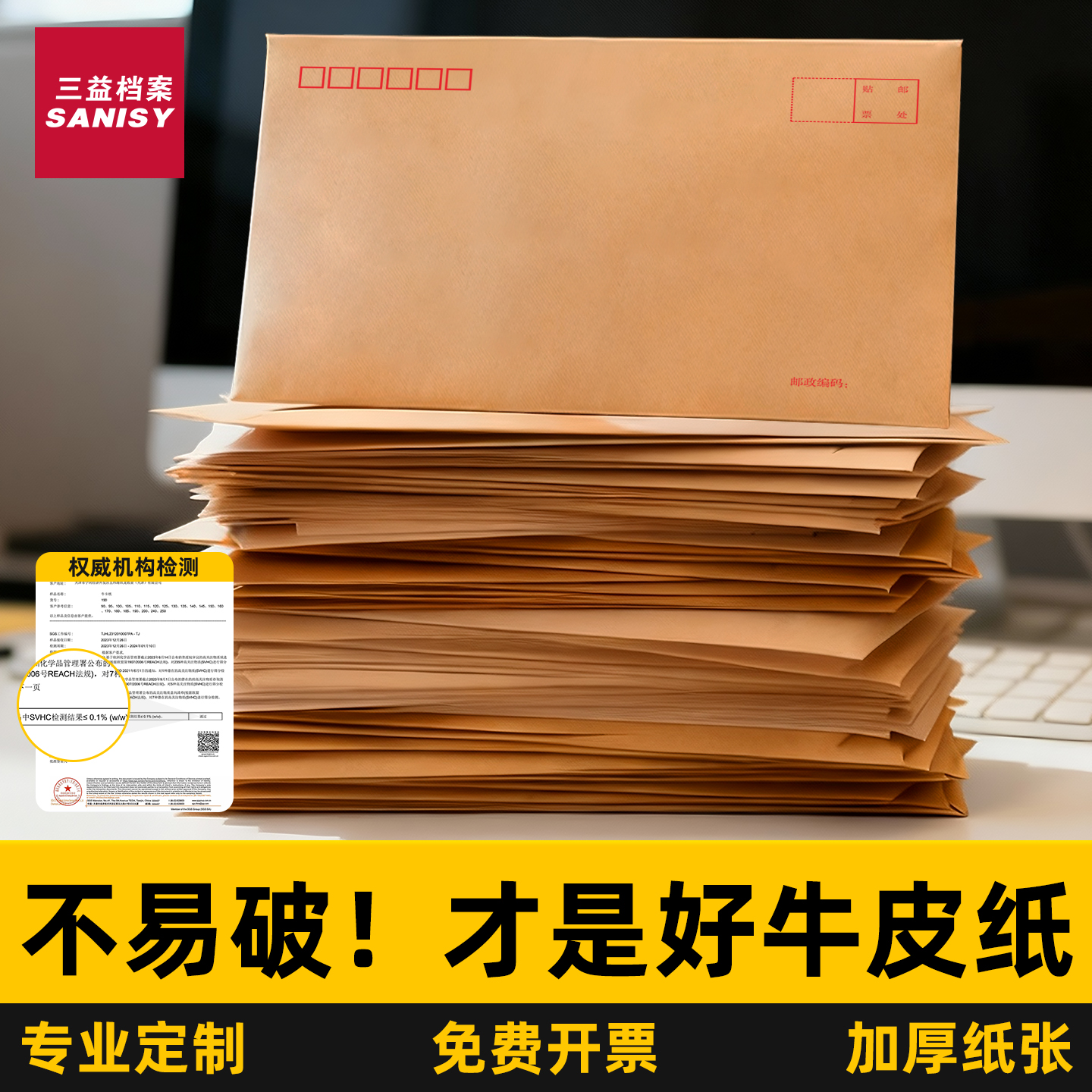 60个信封牛皮纸大号加厚信封信纸A4大小可装现金1号工资袋黄色牛皮纸文件资料袋简约复古可定制定做印logo