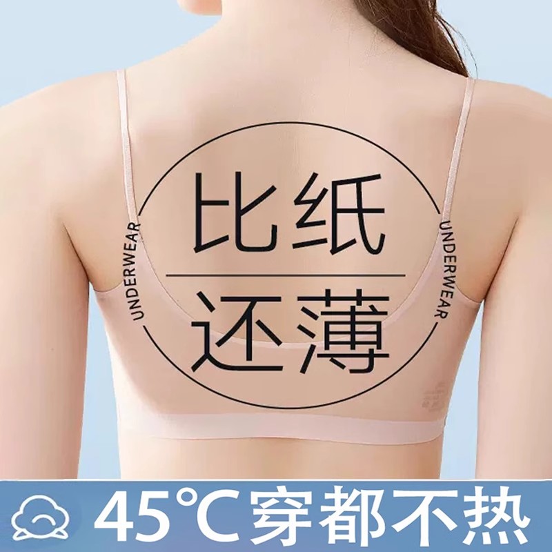 夏季隐形超薄冰丝果冻无痕内衣大胸显小小胸聚拢薄款无钢圈文胸01