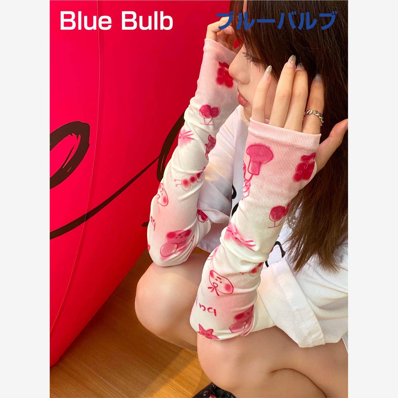 夏季清新手绘涂鸦冰袖半指条纹袖套户外防紫外线时尚潮流防晒袖