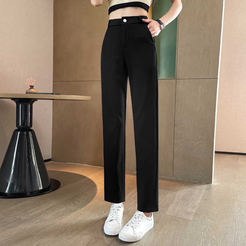 窄版直筒裤女春秋薄款2024新款高腰女裤女士夏季爆款休闲西装裤子