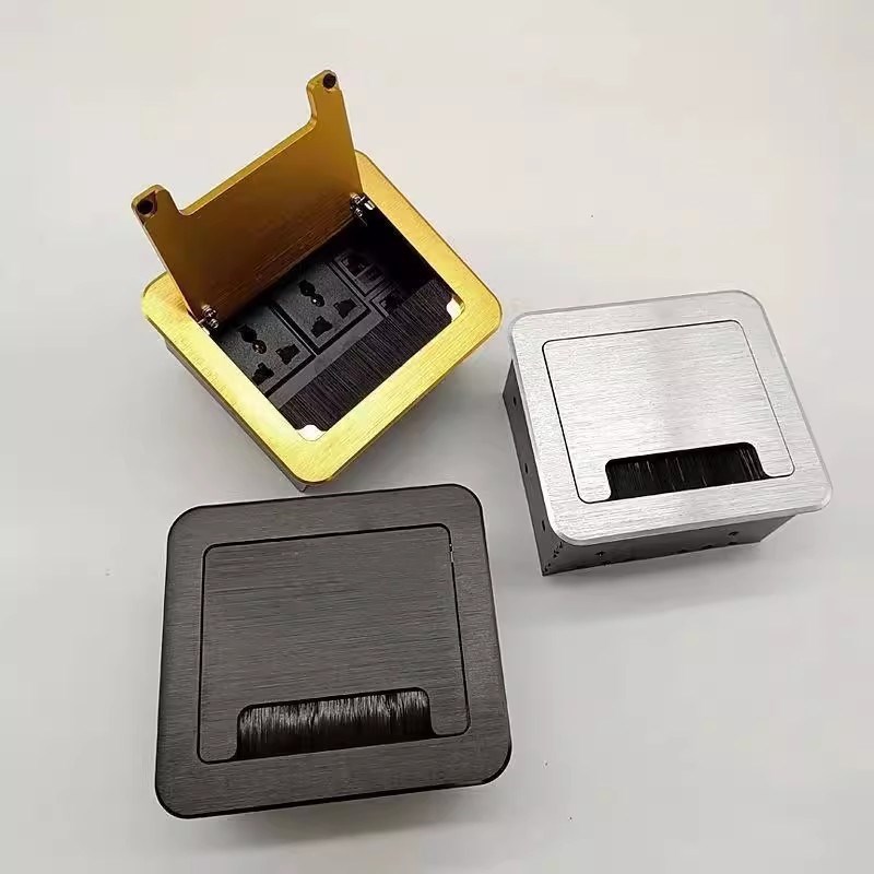 铝合金翻盖线盒h多媒体嵌入式插座办公桌面多功能会议台信息盒专