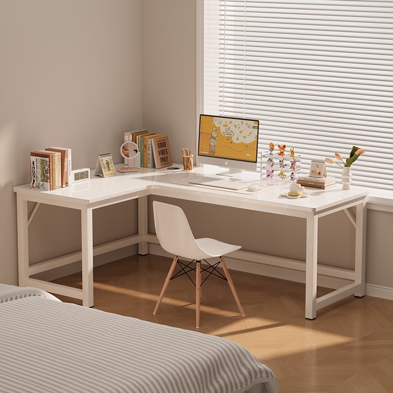 转角电脑桌家用学习桌简约桌子卧室女生insO洞洞板书桌书架一体桌