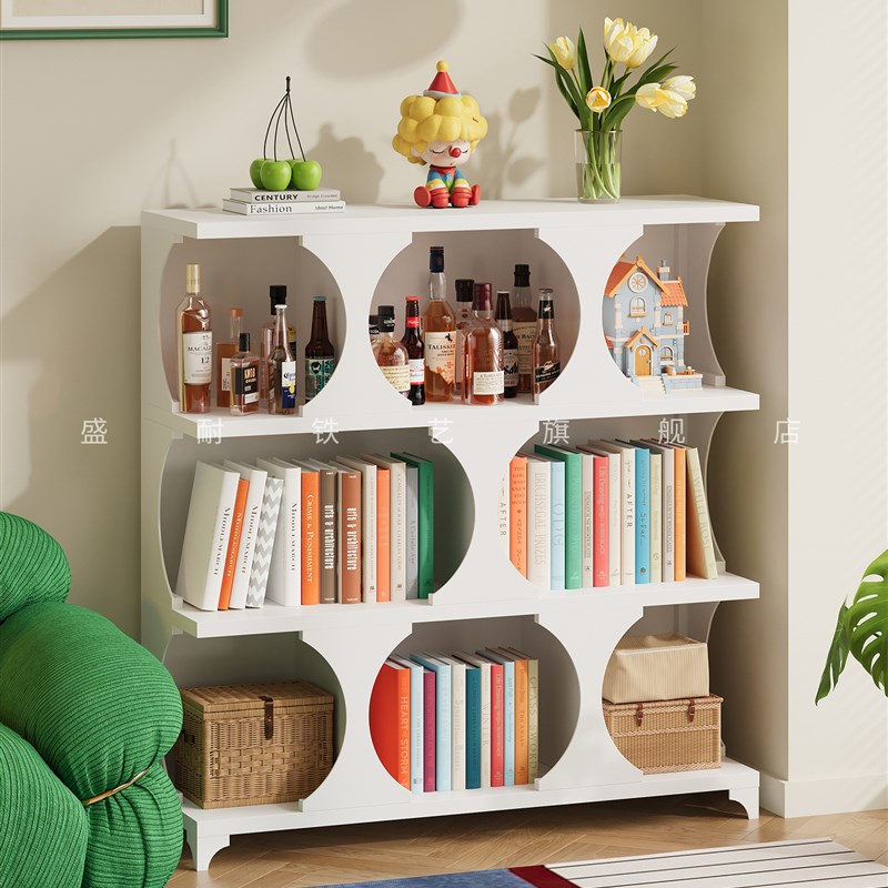 钢制书架落地置物架客厅t墙角收纳架沙发边角落铁艺酒架小型储物