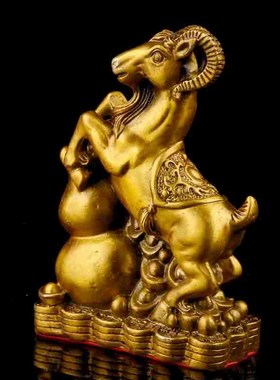 黄铜福禄寿喜羊摆件铜葫芦羊生肖羊吉祥物铜羊客厅家Y居工艺品摆