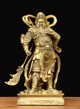 纯铜韦陀伽蓝g菩萨神像韦驮关公护法财神铜像家用玄关佛堂供奉摆