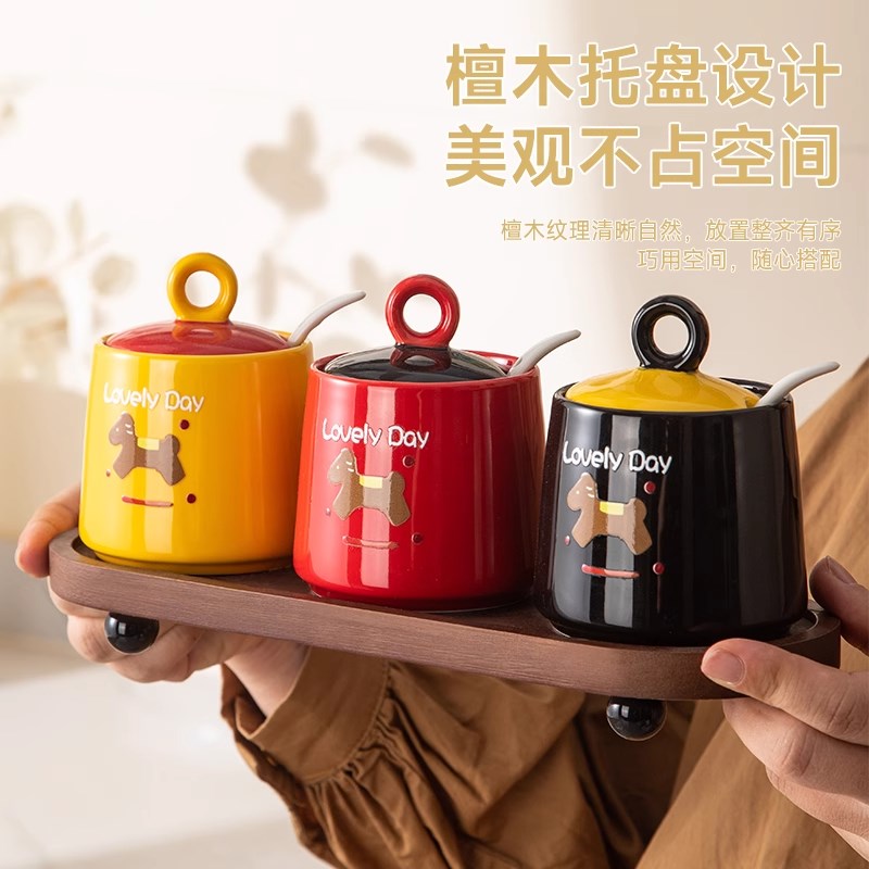 多巴胺调料盒套装调料瓶罐厨w房家用陶瓷辣椒调味瓶罐盐罐收纳组