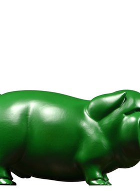 绿色实木质雕刻猪摆件十二生肖动C物猪家居客厅桌面装饰红木工艺