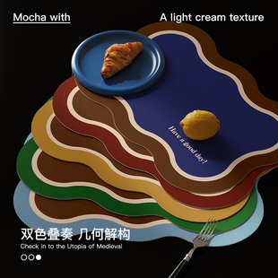 棕巧变奏中古风餐垫防水防油防烫隔热垫轻奢高级感可擦免洗碗盘垫