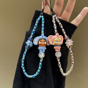 摸鱼原创泡泡玛特泰国限定大象萌粒手机链哭娃手机挂绳diy挂链