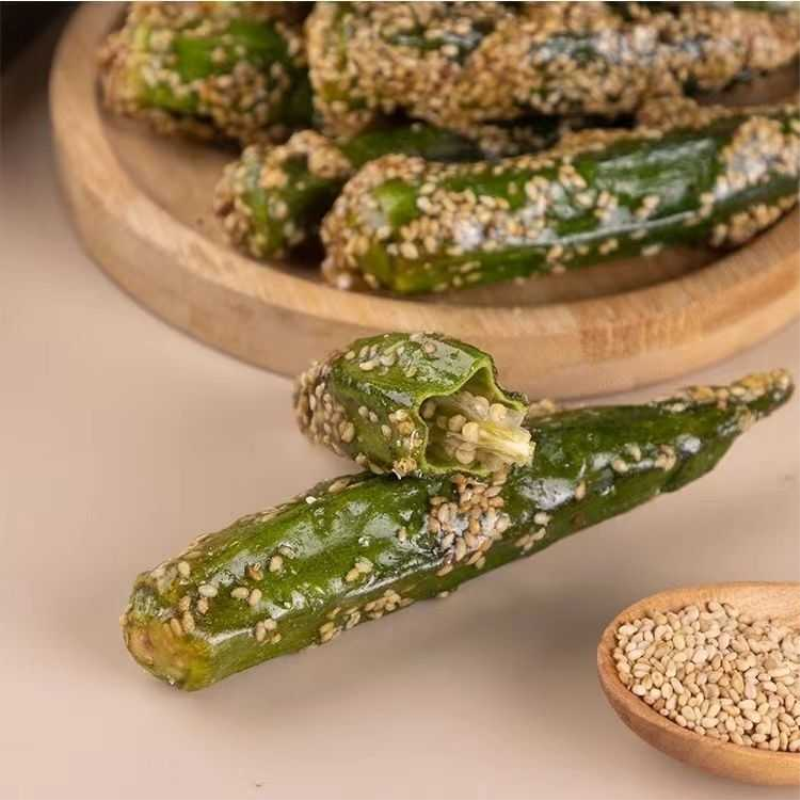 拔丝冻干即食糖煎秋葵干酥脆芝麻蔬菜干果蔬干儿童孕妇袋装小零食