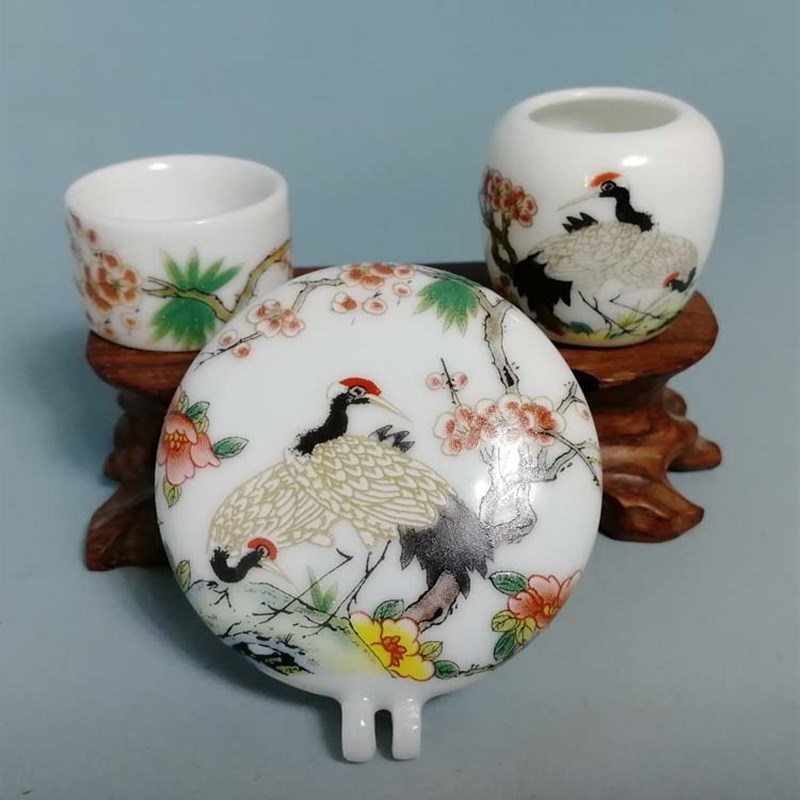 梅鹤争春绣眼鸟食罐食缸食杯食碗/绣眼罐绣眼缸/鸟笼配件/SWA012