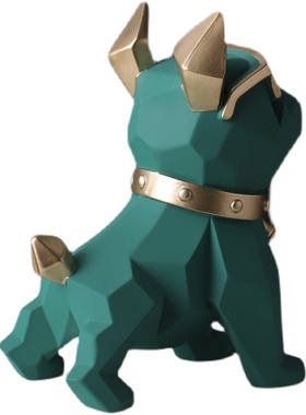 几何法斗牛犬摆件北欧风格家居客厅书房样板房旺财装饰品开业礼品