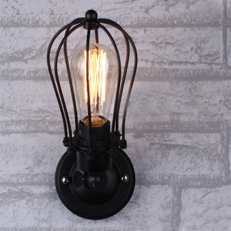 Retro Industrial Style Art Black Iron Wall Lamp Restaurant B