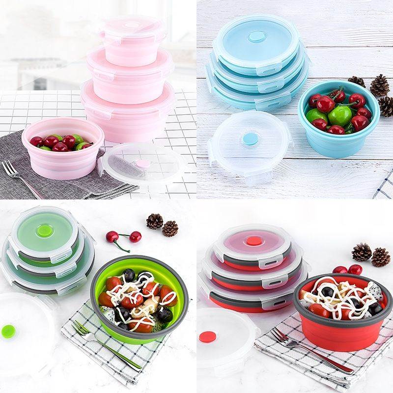 ilicone folding bowl circular ilicone lunch box folding bo