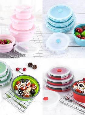 ilicone folding bowl circular ilicone lunch box folding bo