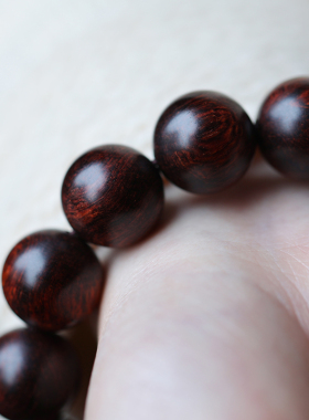 海南黄花梨手串佩戴级紫油梨单圈男女手链念珠海黄檀木佛珠c 15mm