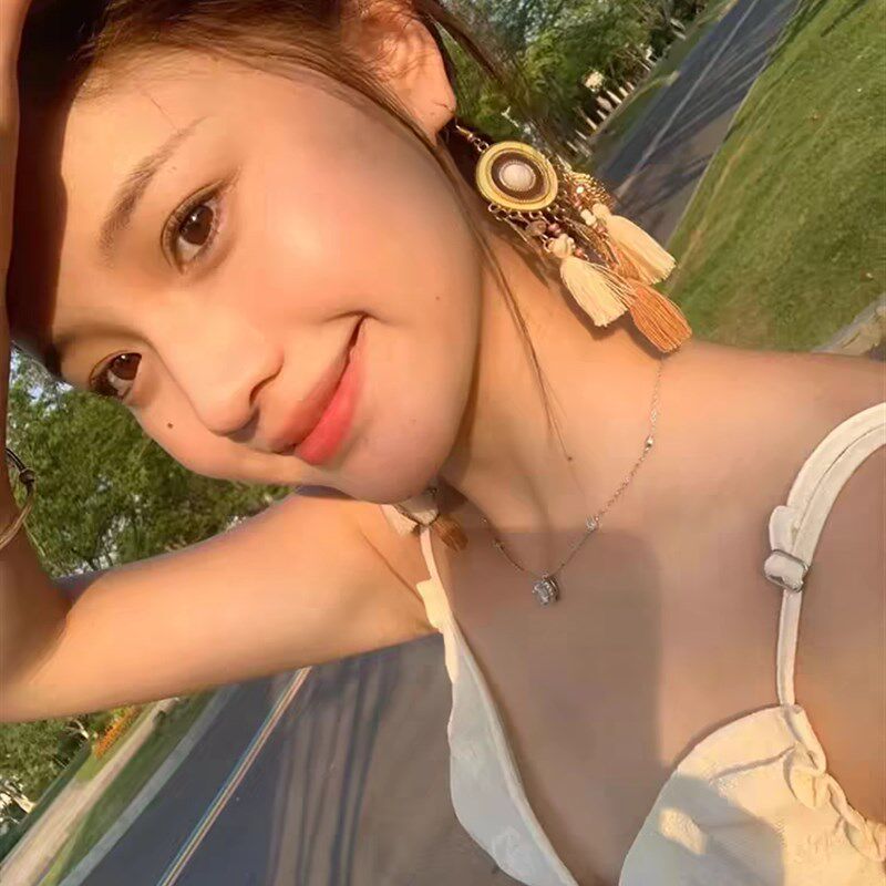 极速波西米亚风度假旅拍配饰网红同款流苏叶子长款耳环民族风耳坠