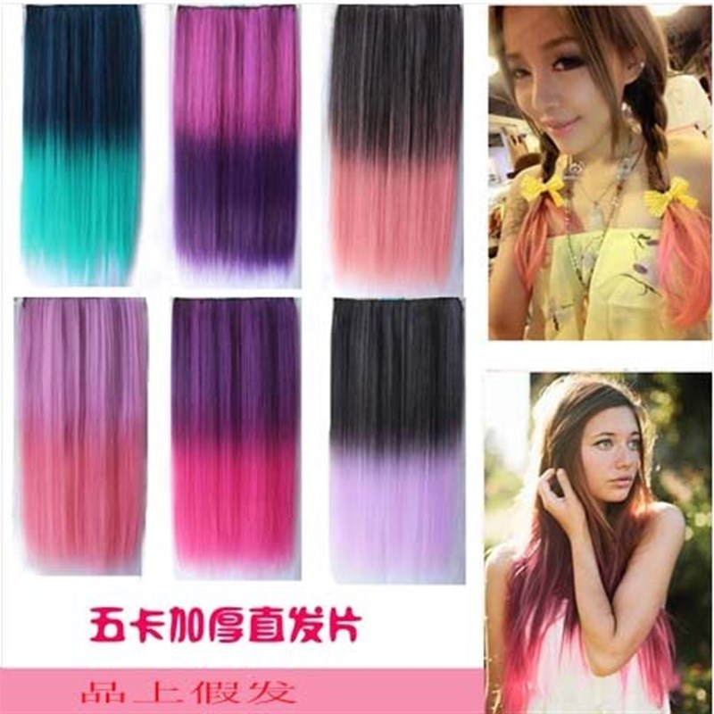 -Gradient Anime 5 Clip Color Piece Hair Extension Piece Grad