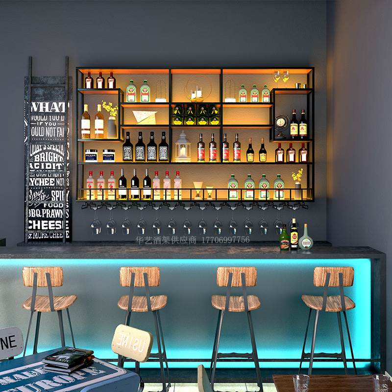 铁艺酒架置物架红酒柜壁挂酒格子挂墙装饰吧台饭厅墙上吊杯架定制