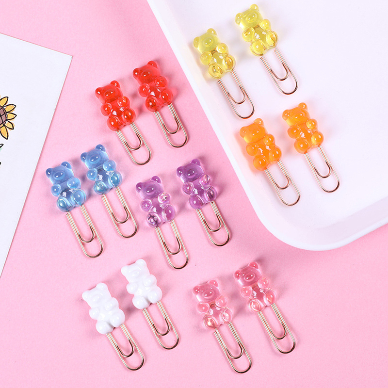 2pcs/lot Cute Candy Color Bear Metal rose Gold Paper Clip O