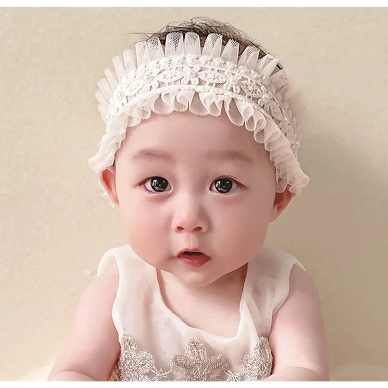 婴儿蕾丝发带护囟门女宝宝头围发箍可爱超萌宝宝周岁卤门头花公主