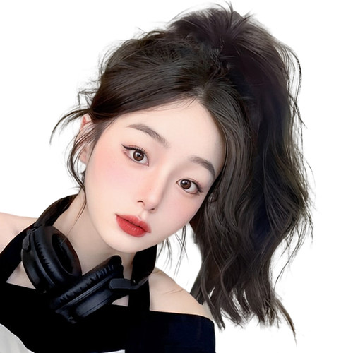 假发女长发仿真发网红慵懒辣妹瀑布高颅顶法式木马卷抓夹马尾假发